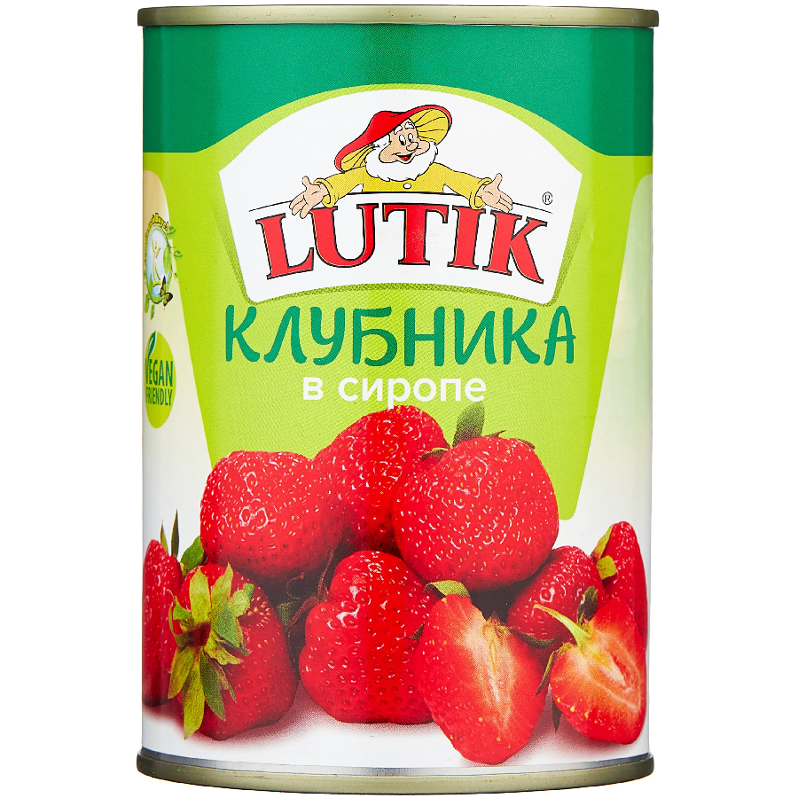 ЭЙСБЕР маркет-Консервированная клубника Lutik в сиропе, жестяная банка, 410 г, 425 мл