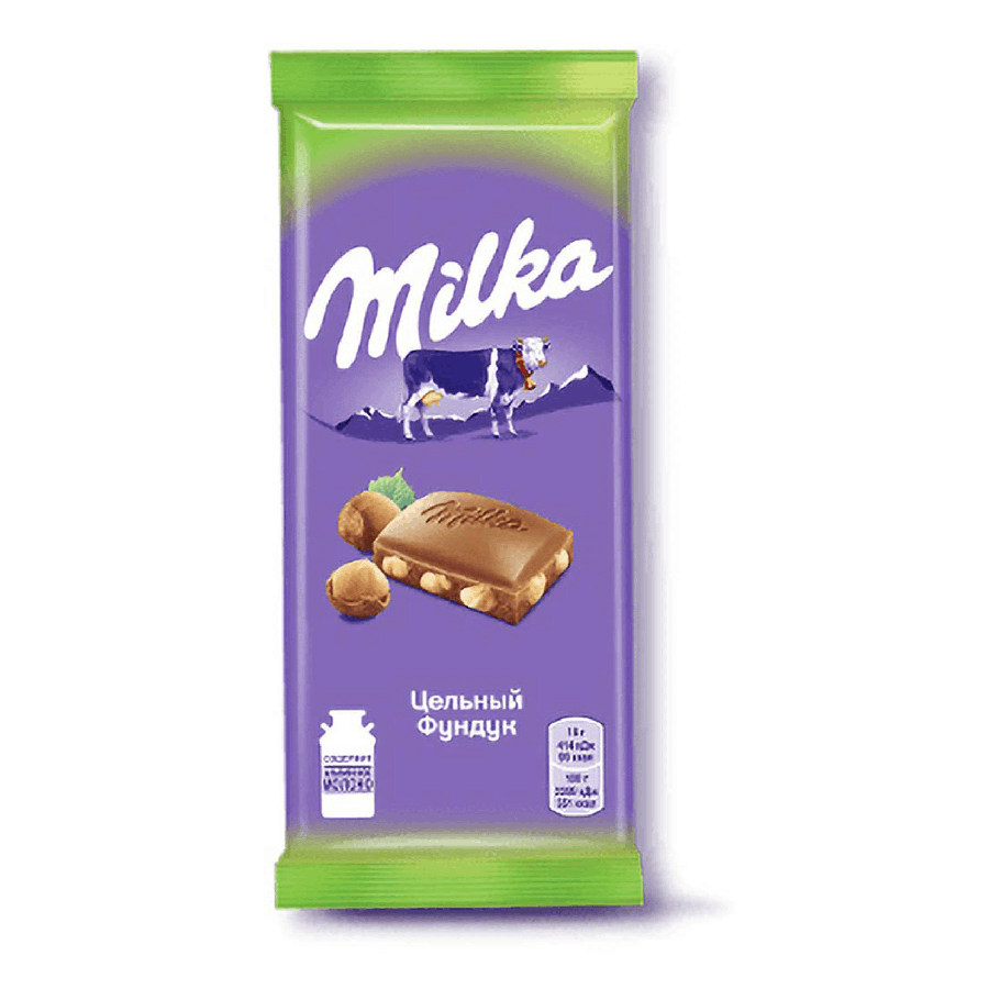 ЭЙСБЕР маркет-Шоколад Milka молочный с цельным фундуком 85 г