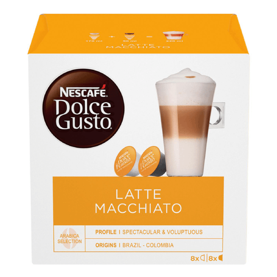 ЭЙСБЕР маркет-Кофе Nescafe Dolce Gusto Латте Макиато в капсулах Кофе 6,5 г х 8 шт + Молоко 17,8 г х 8 шт